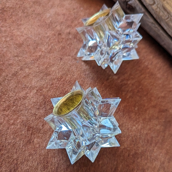 Vintage Starlite Acrylic Iridescent Star Candle Holders in Original Box - Picture 7 of 16